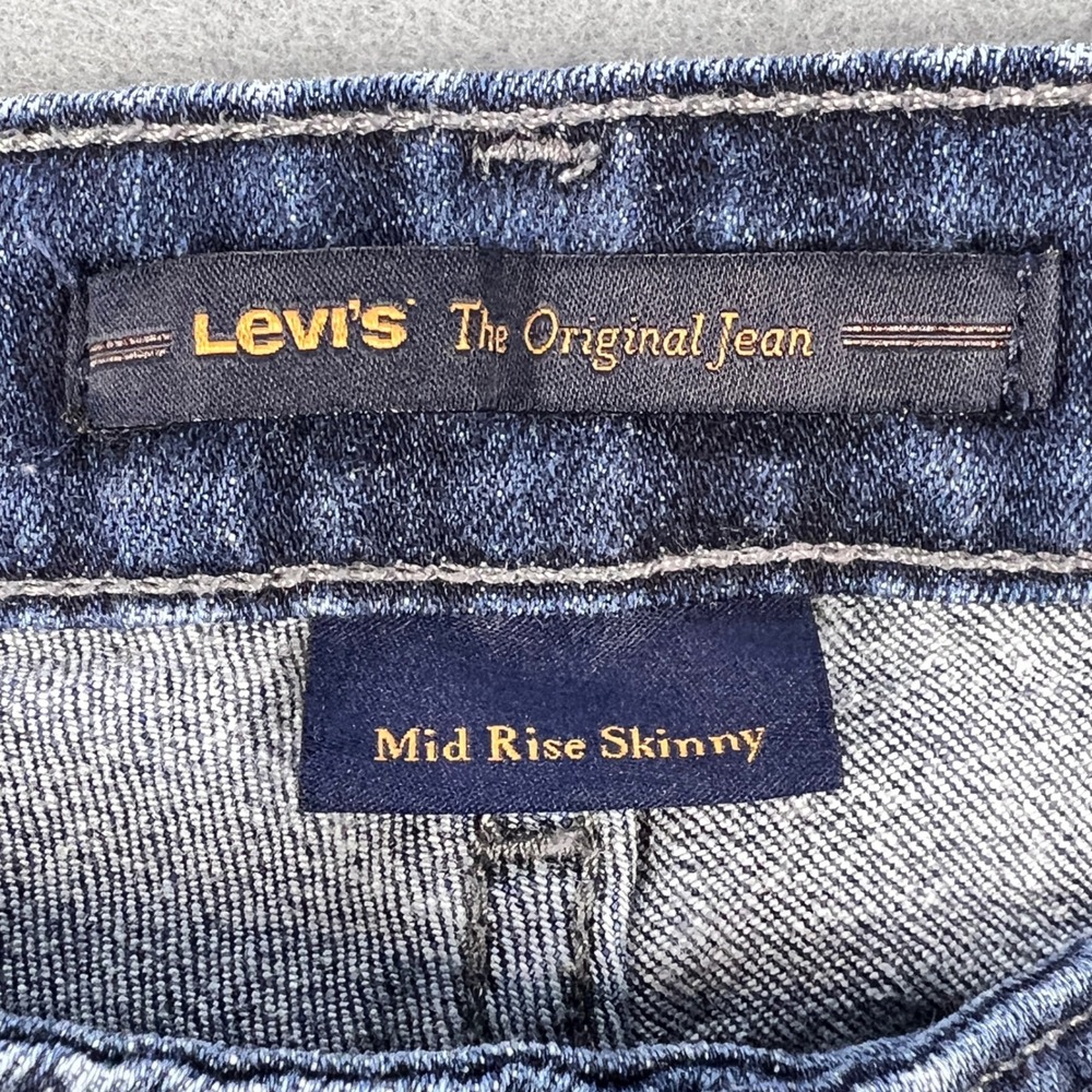 Levi's Dark Wash Mid Rise Skinny Jeans Womens 12M Blue Denim Stretch - Picture 5 of 12
